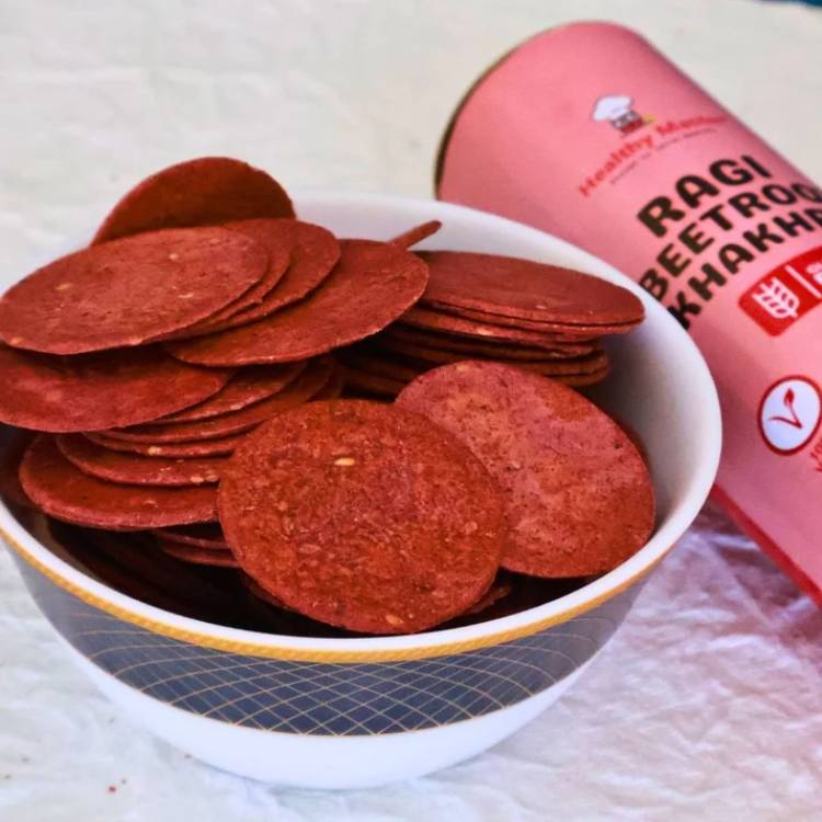 Roasted Ragi Beetroot Khakhra - Coin Sized